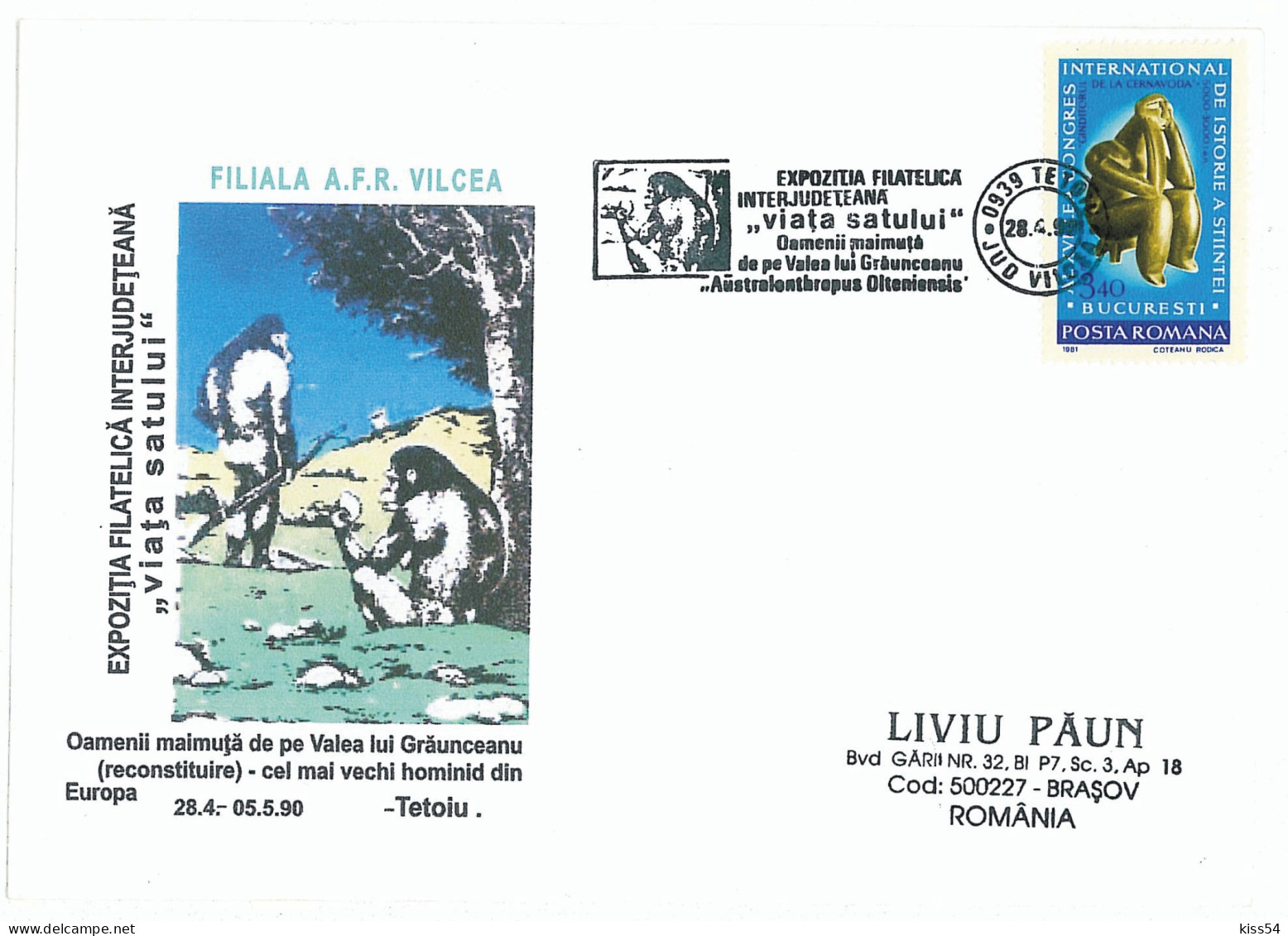 COV 09 - 1100 Prehistoric People, Romania - Cover - Used - 1990 - Prehistorie