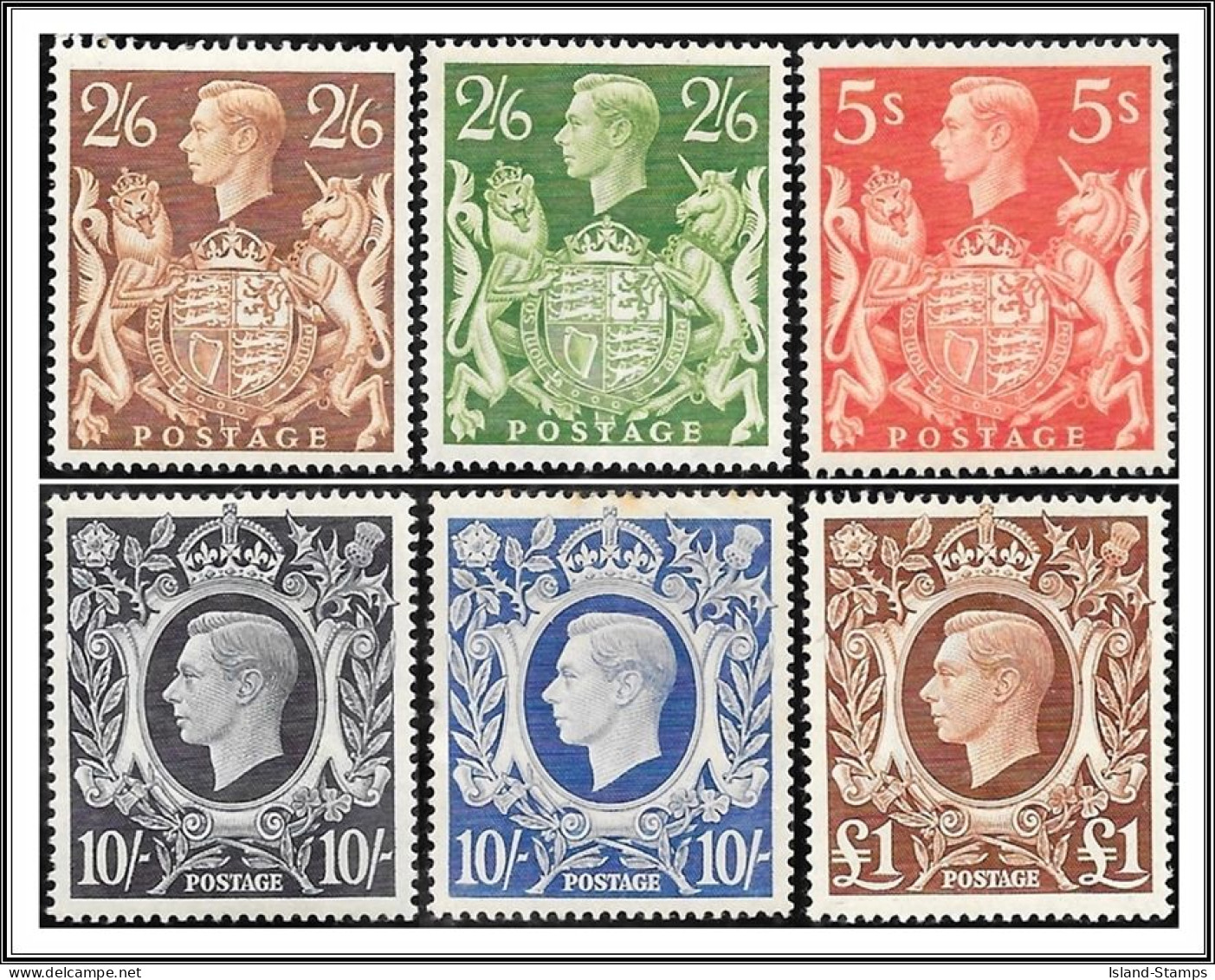 KGVI High-Value Set Of 6 Stamps To £1 SG476-478c Mounted Mint - Unused Stamps