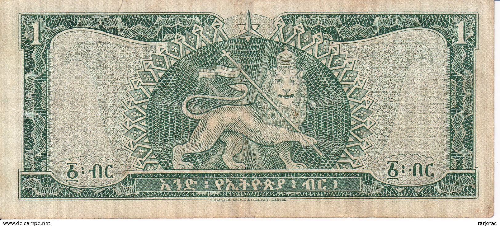 BILLETE DE ETIOPIA DE 1 BIRR DEL AÑO 1966 (BANK NOTE) - Ethiopie