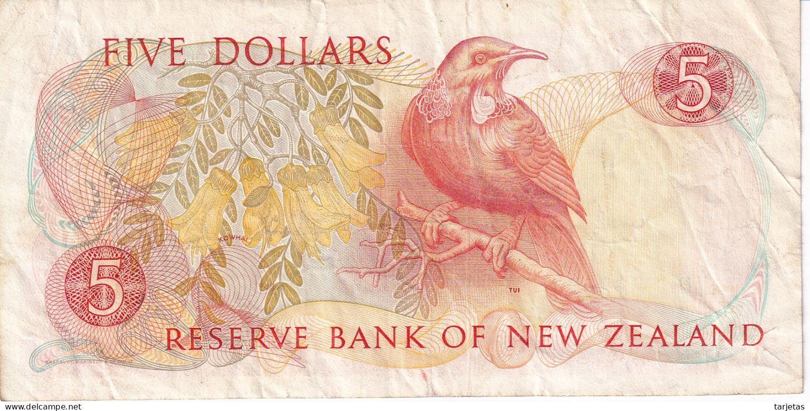 BILLETE DE NUEVA ZELANDA DE 5 DOLLARS DEL AÑO 1989  (BIRD-PAJARO) (BANKNOTE) - New Zealand