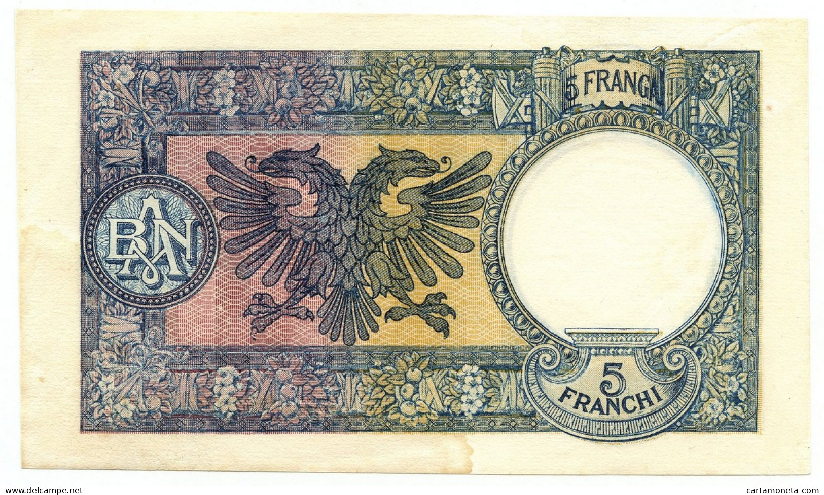 5 FRANCHI REGNO D'ITALIA E ALB. BANCA NAZIONALE D'ALBANIA GIUGNO 1939 SPL- - Non Classés