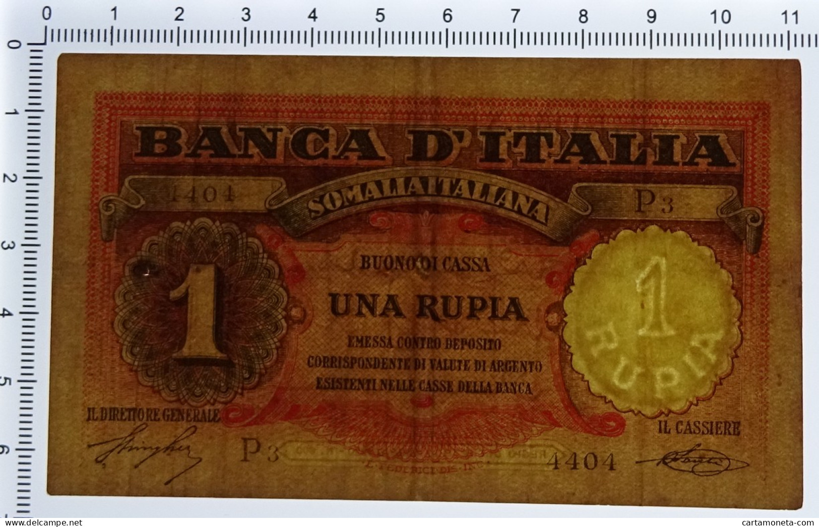 1 RUPIA COLONIA ITALIANA DELLA SOMALIA BANCA D'ITALIA 08/09/1920 BB- - Somalie