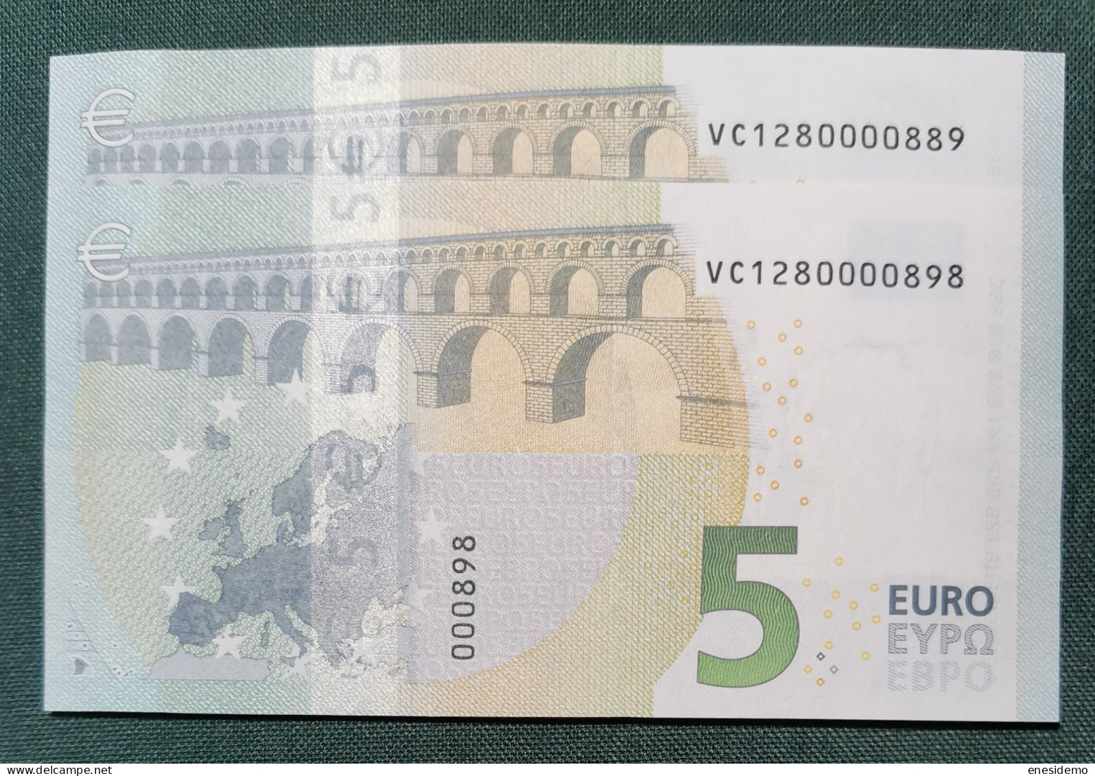 5 EURO SPAIN 2013 LAGARDE V014G2 VC SC FDS CORRELATIVE COUPLE RADAR 2 FOUR CONSECUTIVE ZEROS  UNCIRCULATED PERFECT - 5 Euro