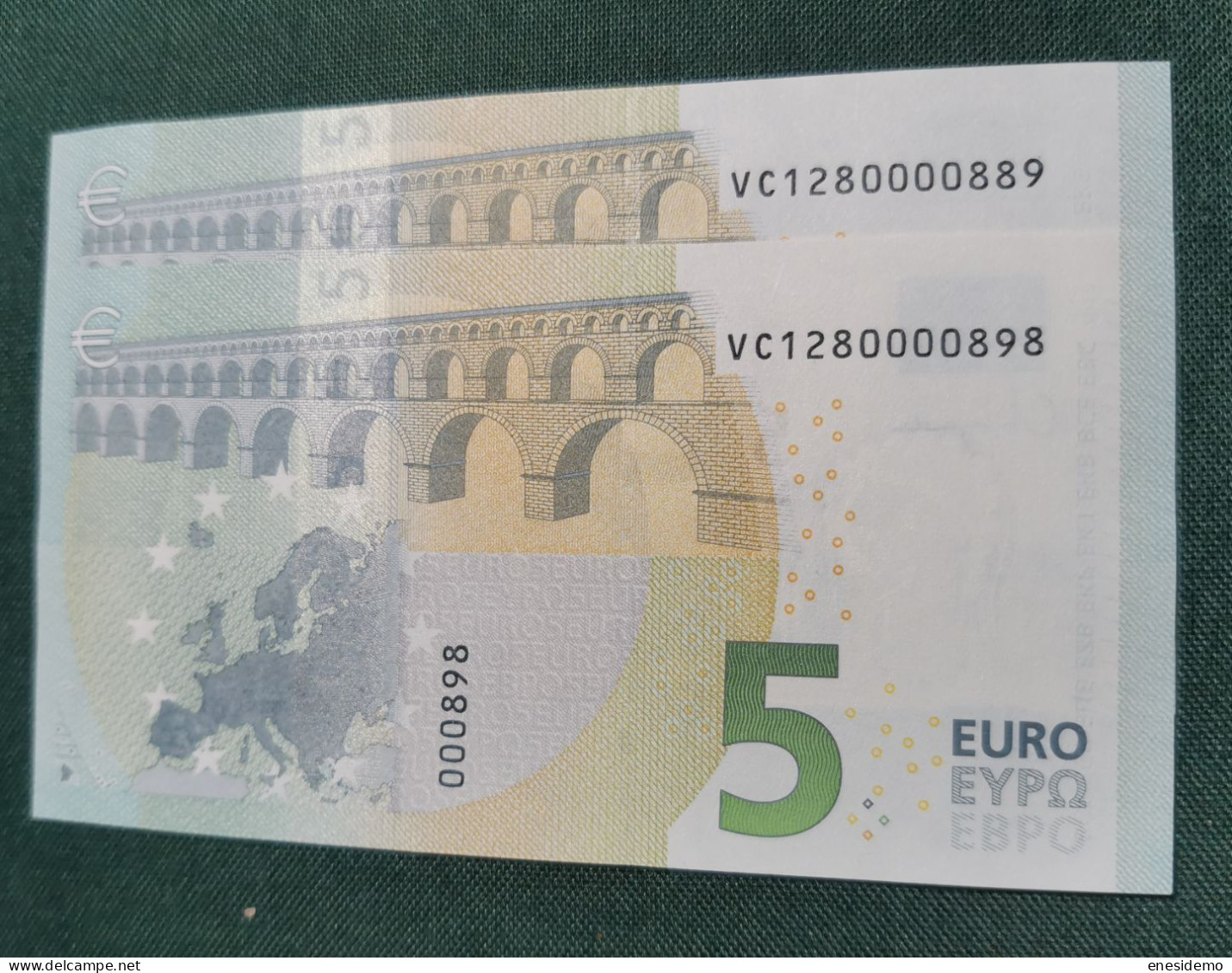 5 EURO SPAIN 2013 LAGARDE V014G2 VC SC FDS CORRELATIVE COUPLE RADAR 2 FOUR CONSECUTIVE ZEROS  UNCIRCULATED PERFECT - 5 Euro