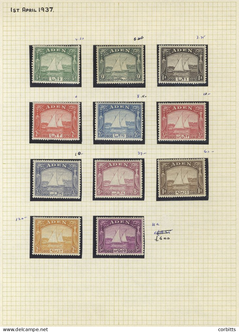 1937-49 M Collection Incl. 1937 Dhows To 5r Aniline, SG.11a (Cat. £855), 1939-48 Set To 10r UM, Rest M, With ½a Shade (2 - Autres & Non Classés