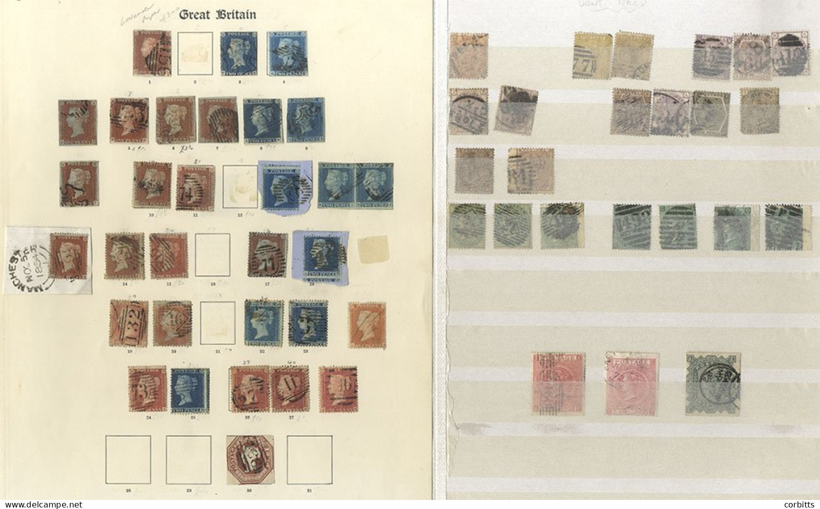 COLLECTION/ACCUMULATION QV-KGV On Leaves Incl. 1840 2d (cut Close), 1841 1d Reds (6) - One On Lavender Paper (Cat. £300) - Sonstige & Ohne Zuordnung