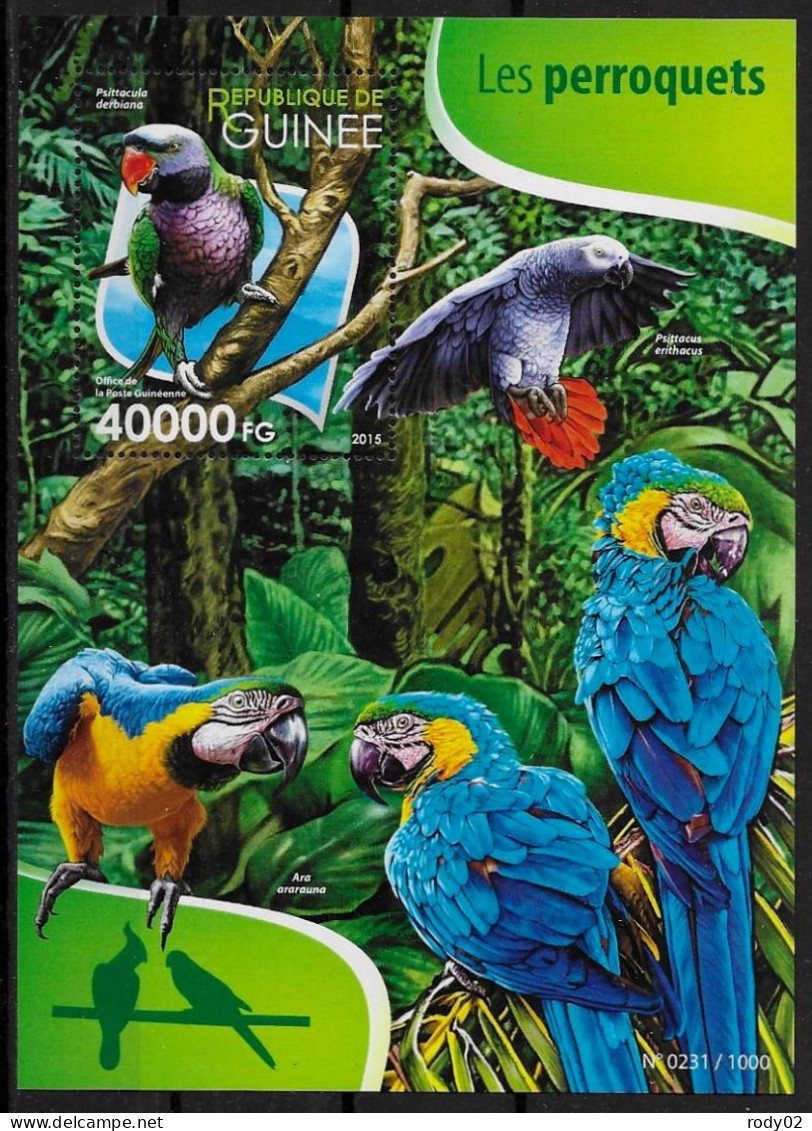 GUINEE - OISEAUX - PERROQUETS - N° 8094 A 8097 ET BF 1886 - NEUF** MNH - Parrots