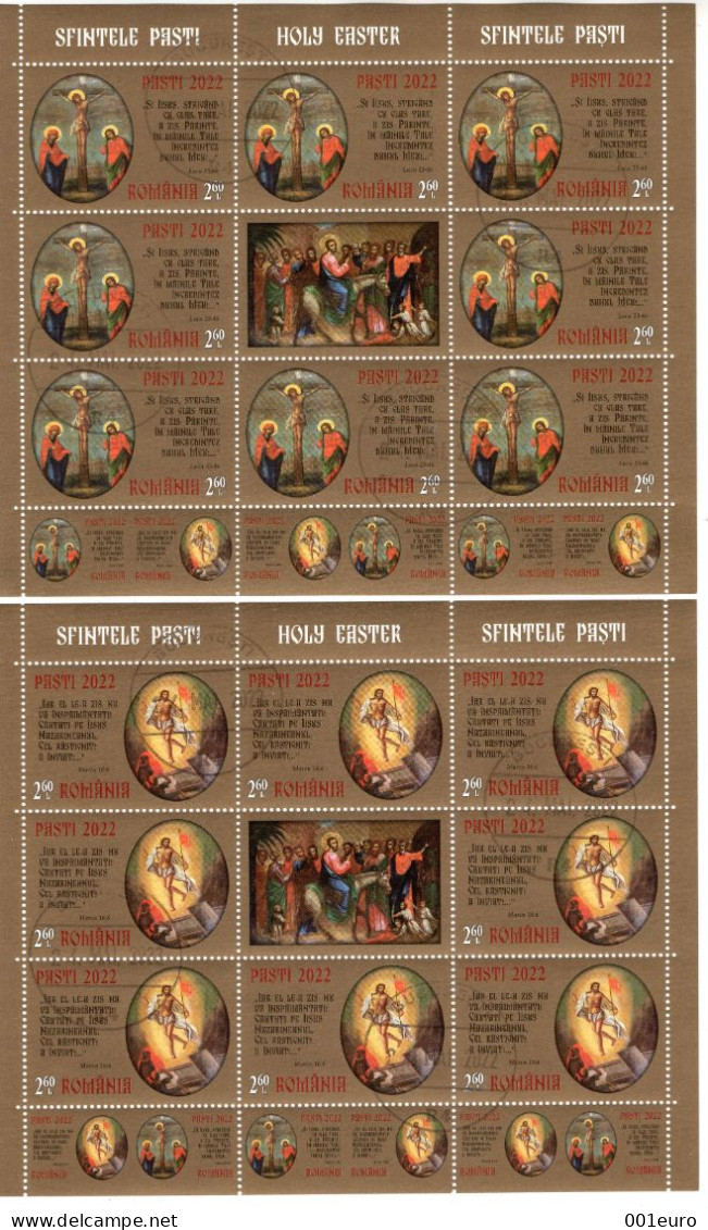 ROMANIA 2022: HOLY EASTER, 2 Used Small Sheets - Registered Shipping! - Used Stamps