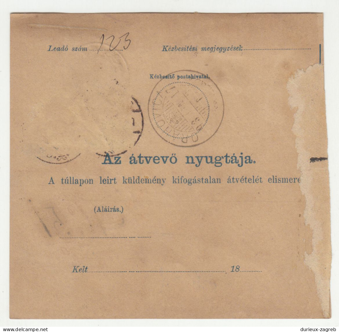 Hungary Parcel Card 1893 Szegszárd To Orahovica B240205 - Colis Postaux