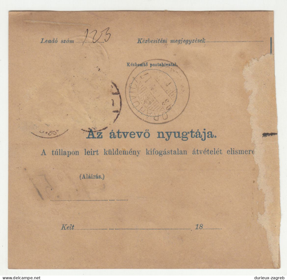 Hungary Parcel Card 1893 Szegszárd To Orahovica B240205 - Parcel Post