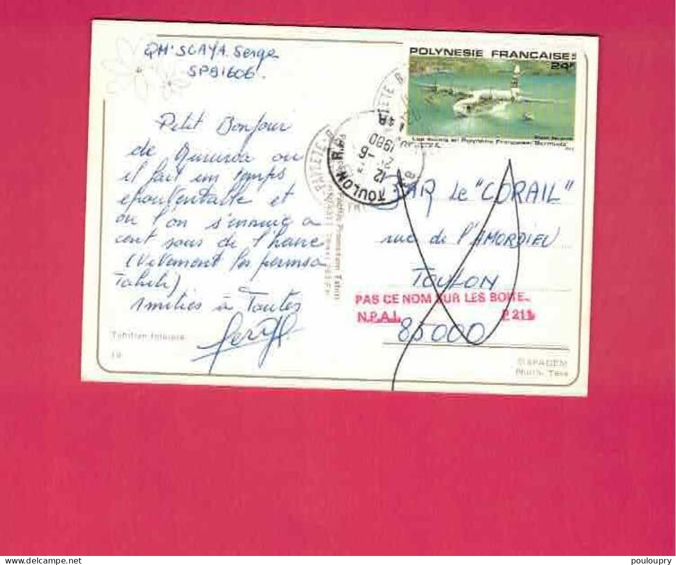 CP De 1980 Pour La France - YT N° PA 148 - Avion - Bermuda - Griffe Rouge Apposée à L' Arrivée - Briefe U. Dokumente