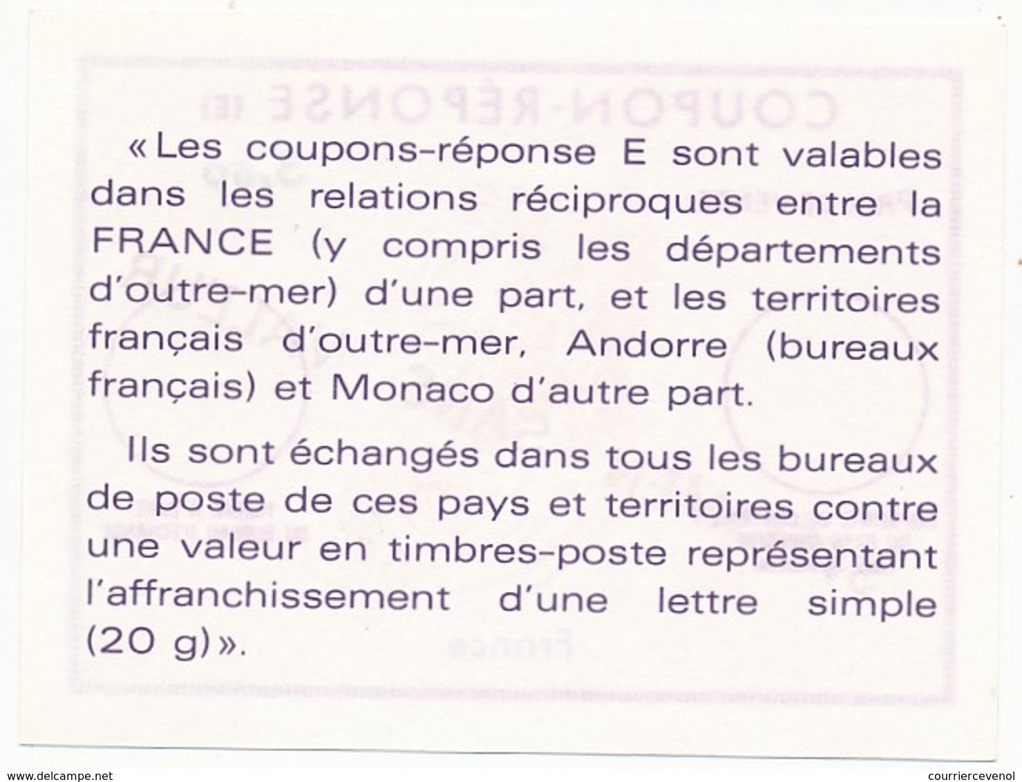 2 Coupons-Réponse Et Coupon-Réponse International Surchargés "Spécimen Sans Valeur" - Coupons-réponse