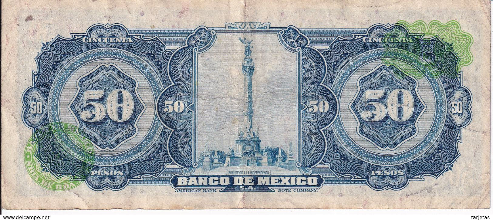 BILLETE DE MEXICO DE 50 PESOS DEL AÑO 1972 DIFERENTES FIRMAS   (BANKNOTE) - Mexiko