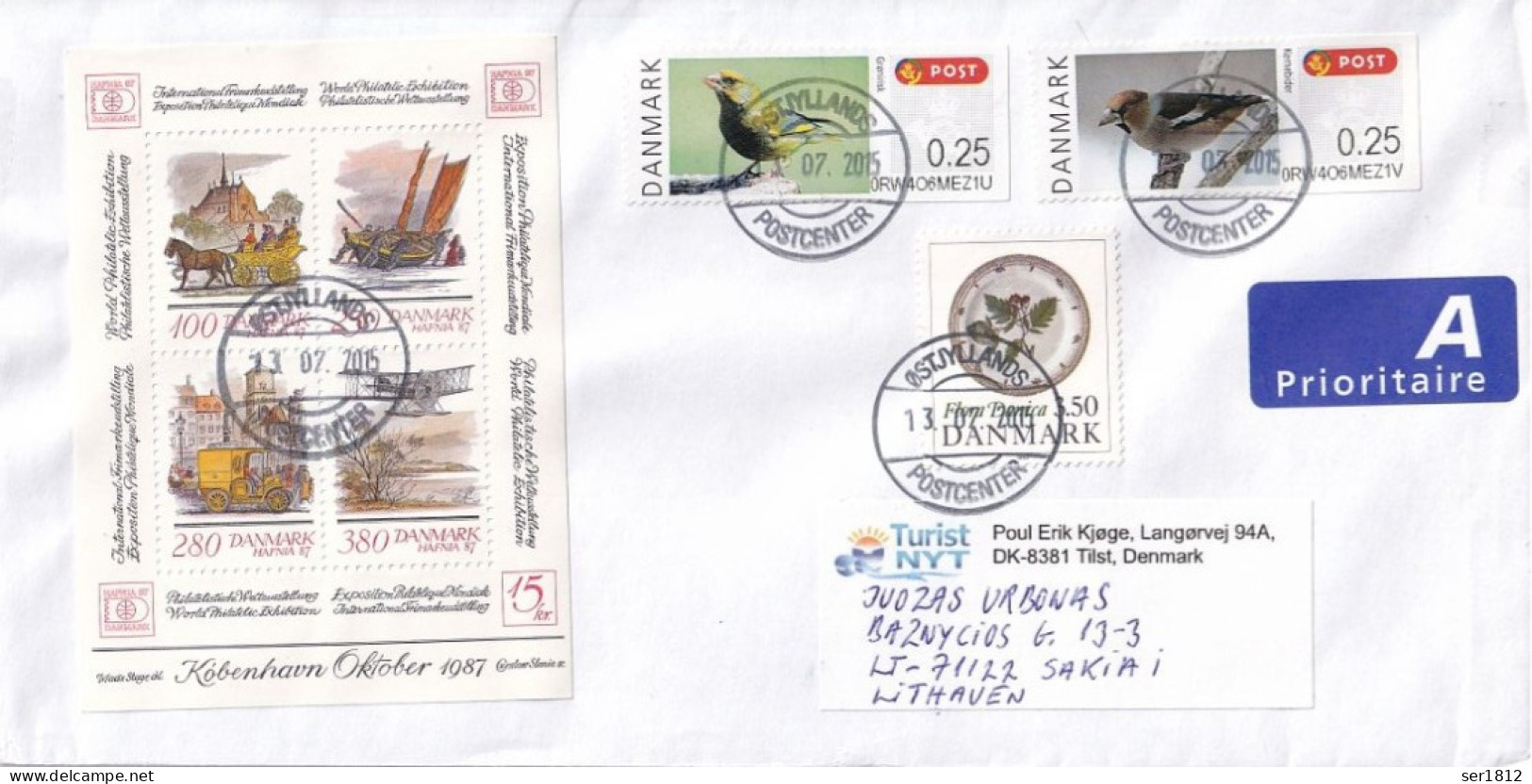 DENMARK DANMARK 2015 POSTAL COVER TO SAKIAI LITHUANIA - Covers & Documents