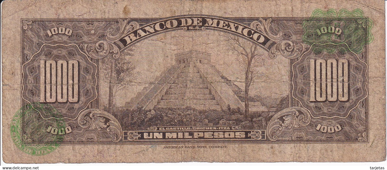 BILLETE DE MEXICO DE 1000 PESOS DEL 18 DE FEBRERO DE 1977 DIFERENTES FIRMAS (BANKNOTE) - Mexique