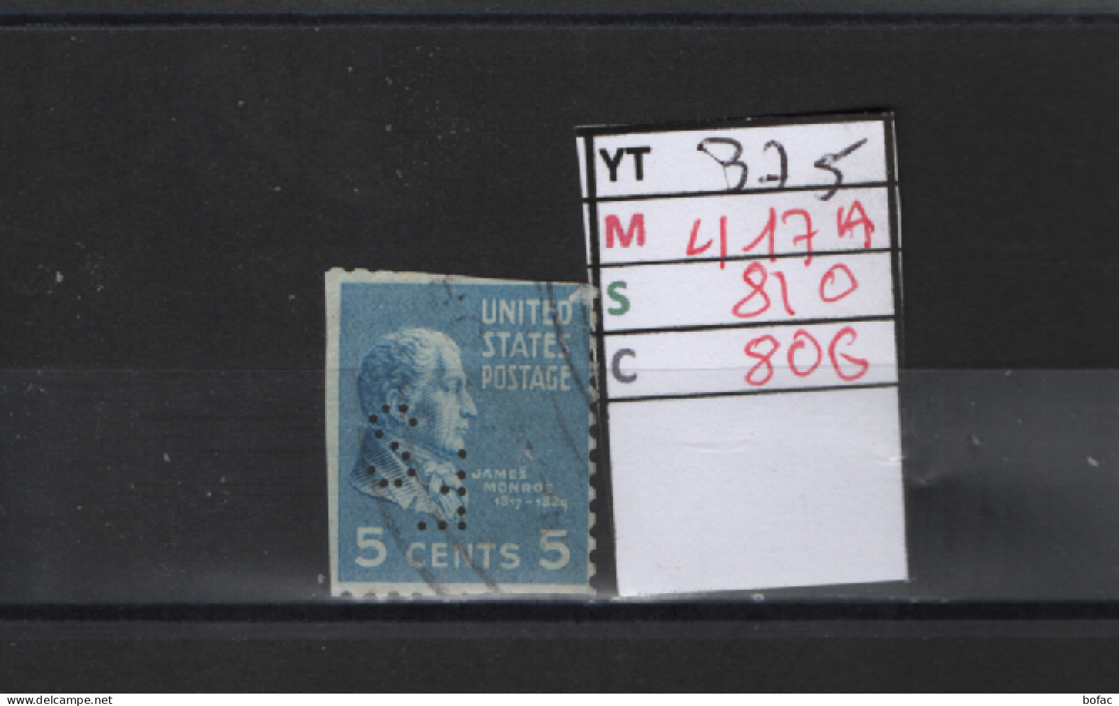 PRIX FIXE Obl 375 YT 417A MIC 810 SCO 806 GIB J,Monroe 1938 Etats Unis 58A/02 2 Teintes - Perforés