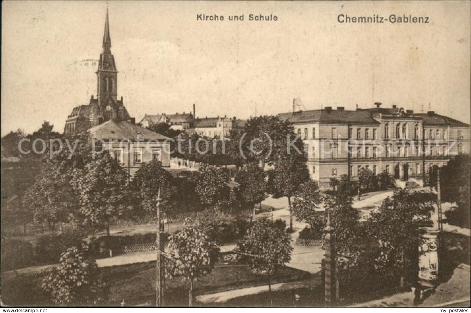 41489623 Gablenz Oberlausitz Kirche Schule  - Gablenz (Oberlausitz)