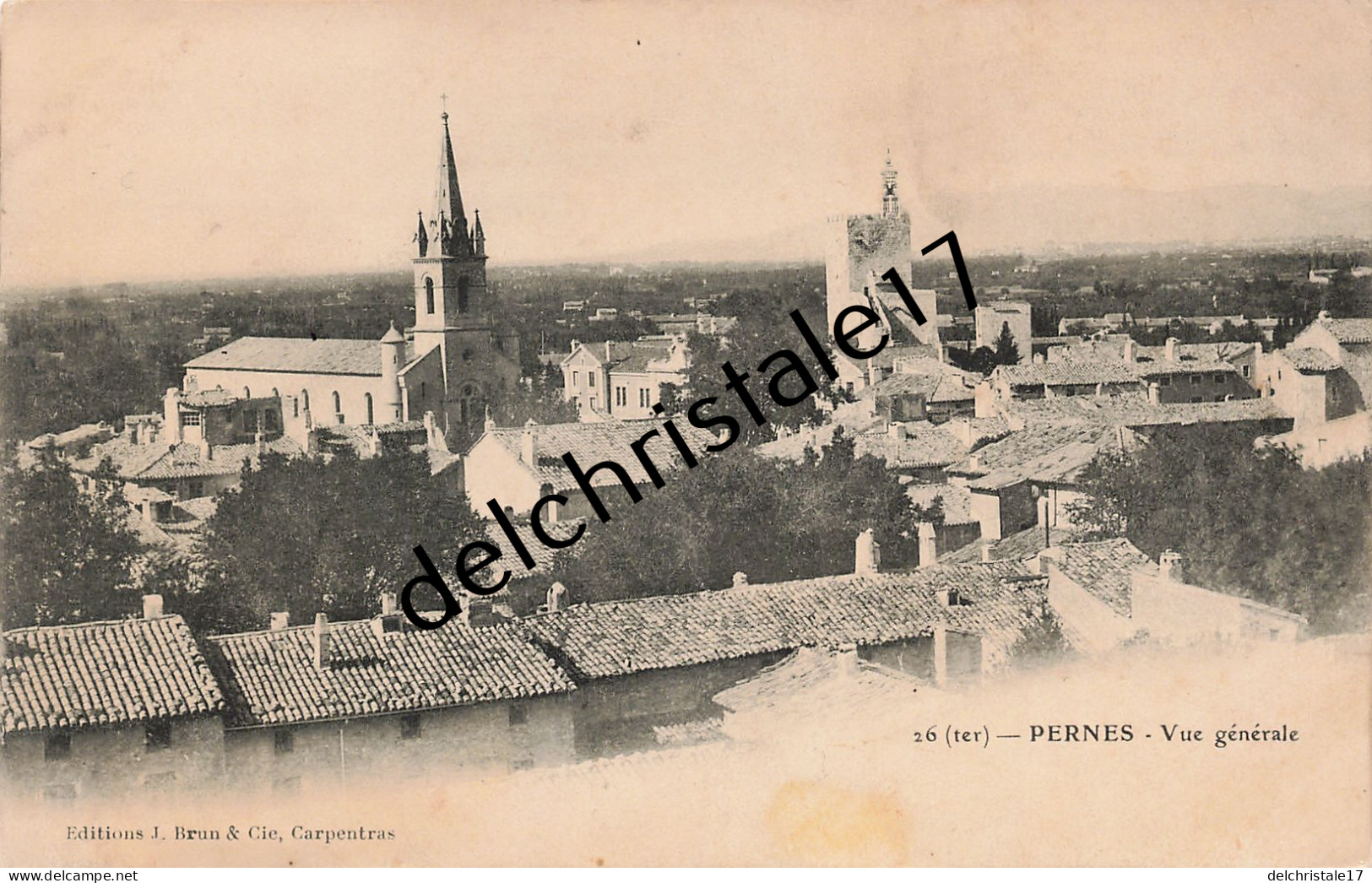 CPA 84 0178 PERNES LES FONTAINES VAUCLUSE Vue Générale Non Circulée Dos Non Divisé - Pernes Les Fontaines