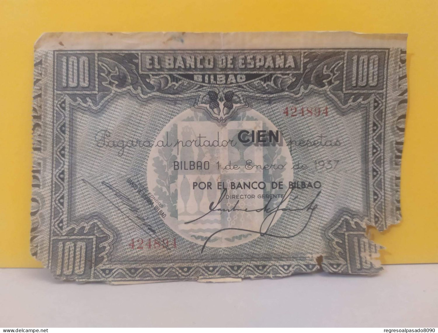 Antiguo Billete Banco De España Bilbao 100 Pesetas Año 1937 - 100 Pesetas