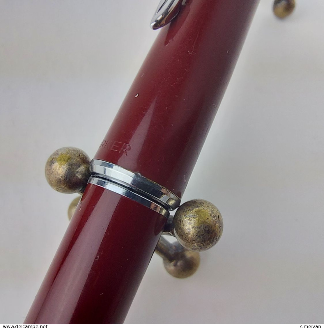 Vintage Fountain Pen Parker 45 Dark Red Chrome Fine Nib Made in England #5481