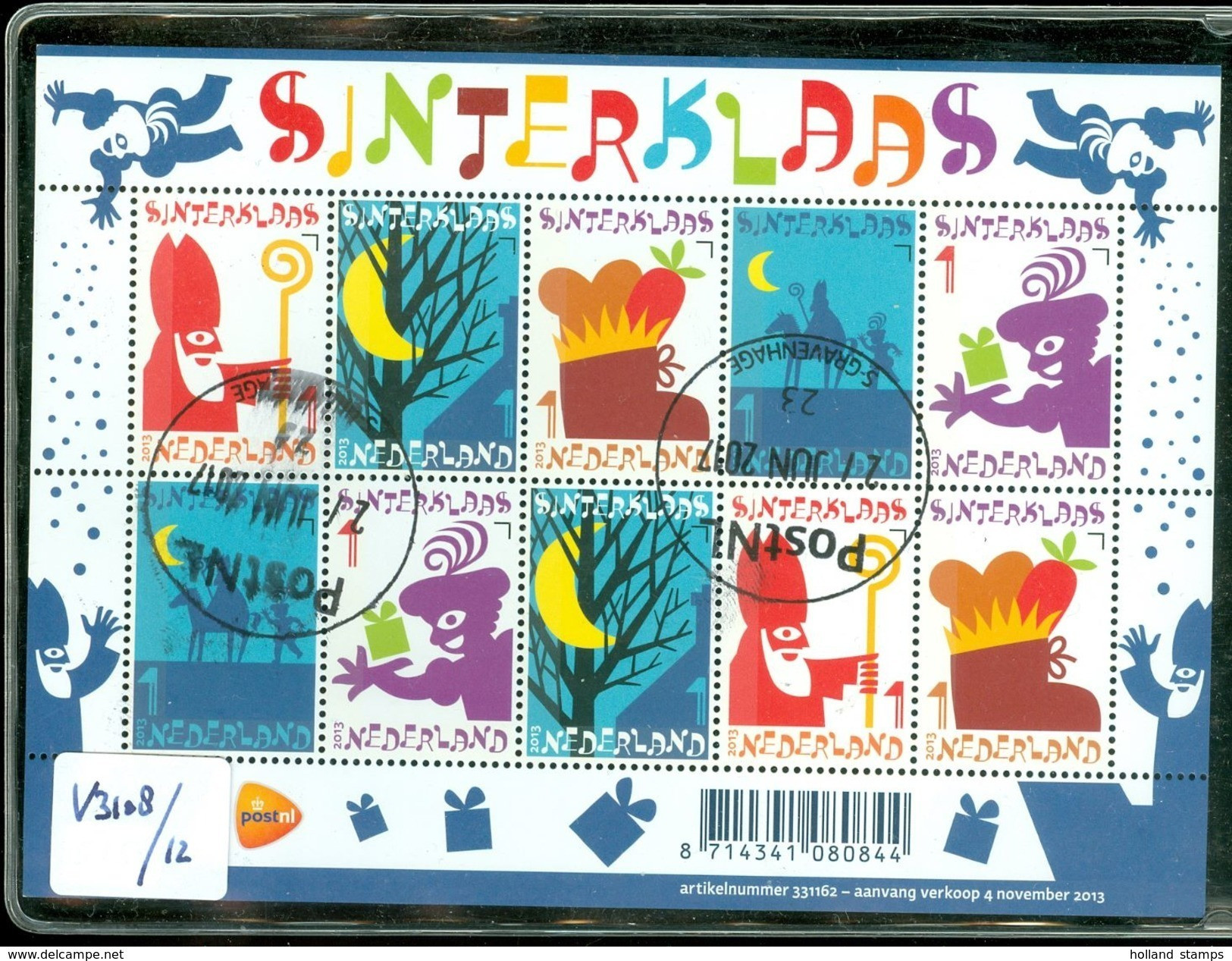 NEDERLAND * SINTERKLAAS * BLOK NVPH V 3108 - 3112 * POSTFRIS GESTEMPELD * CAT. W. EURO 20,00 - Usados