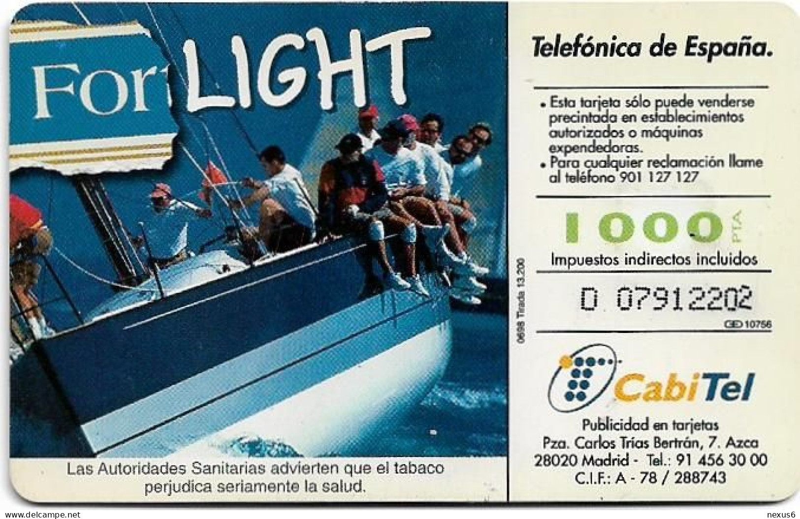 Spain - Telefónica - Tobacco Fortuna Light - CP-125 - 06.1998, 1.000PTA, 13.200ex, Used - Commémoratives Publicitaires