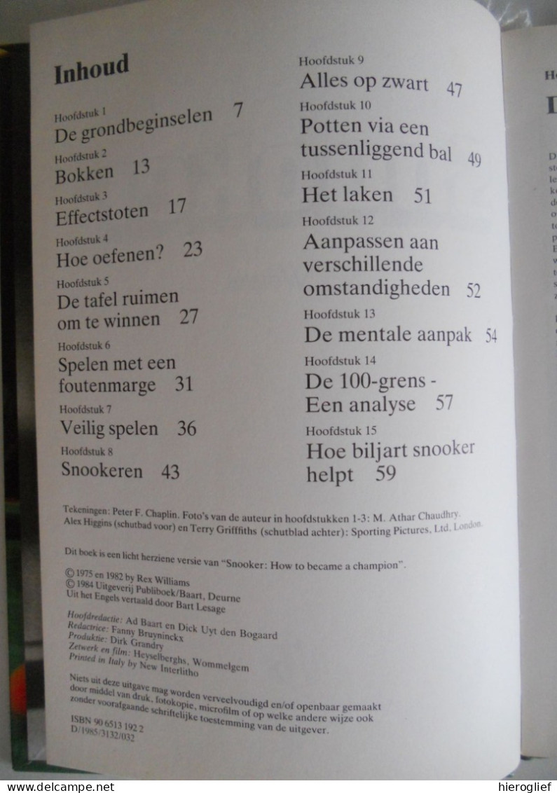 SNOOKER Door Rex Williams Bokken Effectstoten Snookeren Potten Laken Tafel Oefenen Biljart 100-grens - Prácticos