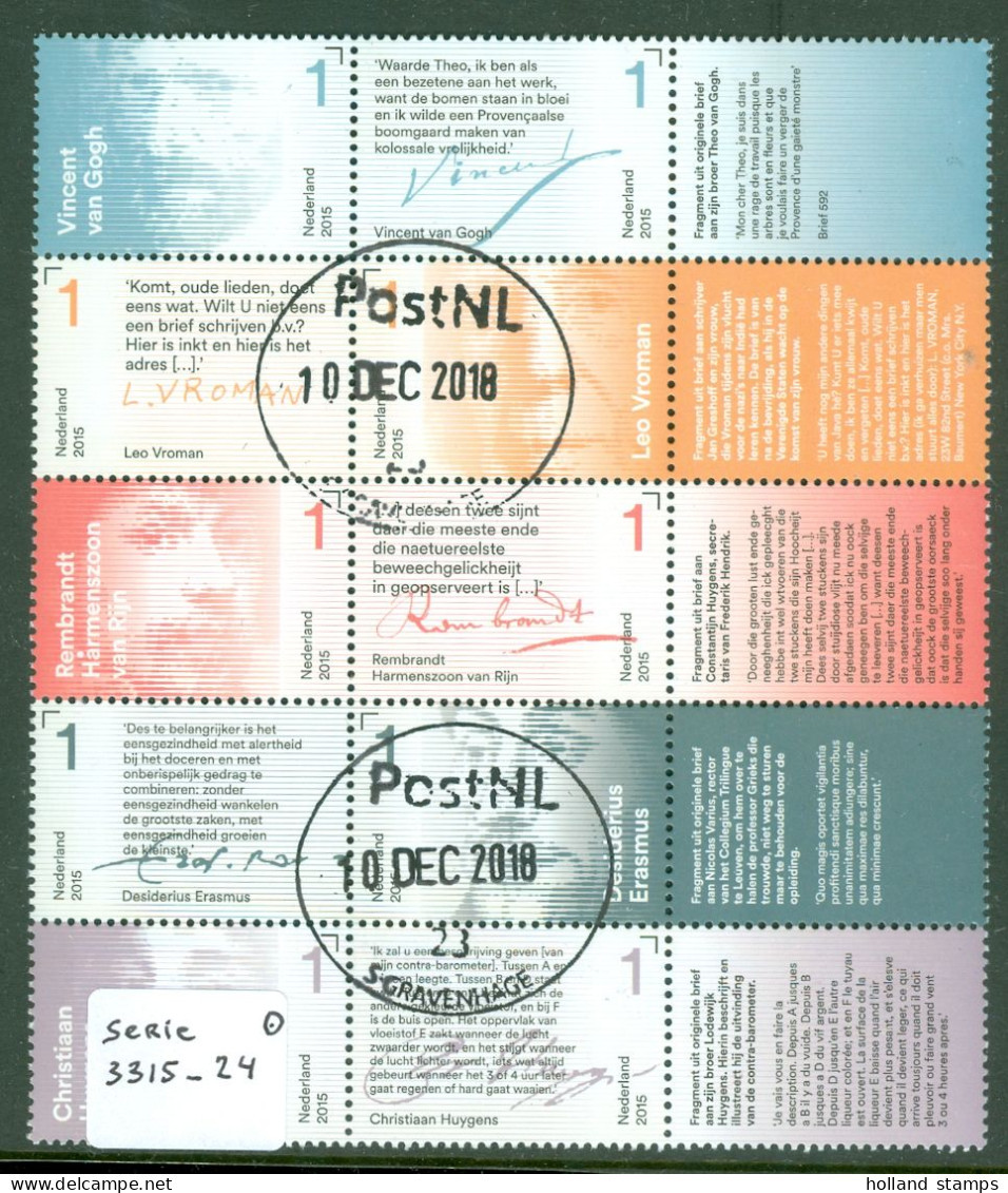 NEDERLAND * 2015 * SERIE NVPH 3315-3324 * BRIEVEN SCHRIJVEN * In 2 Blokken *  POSTFRIS GESTEMPELD - Usados