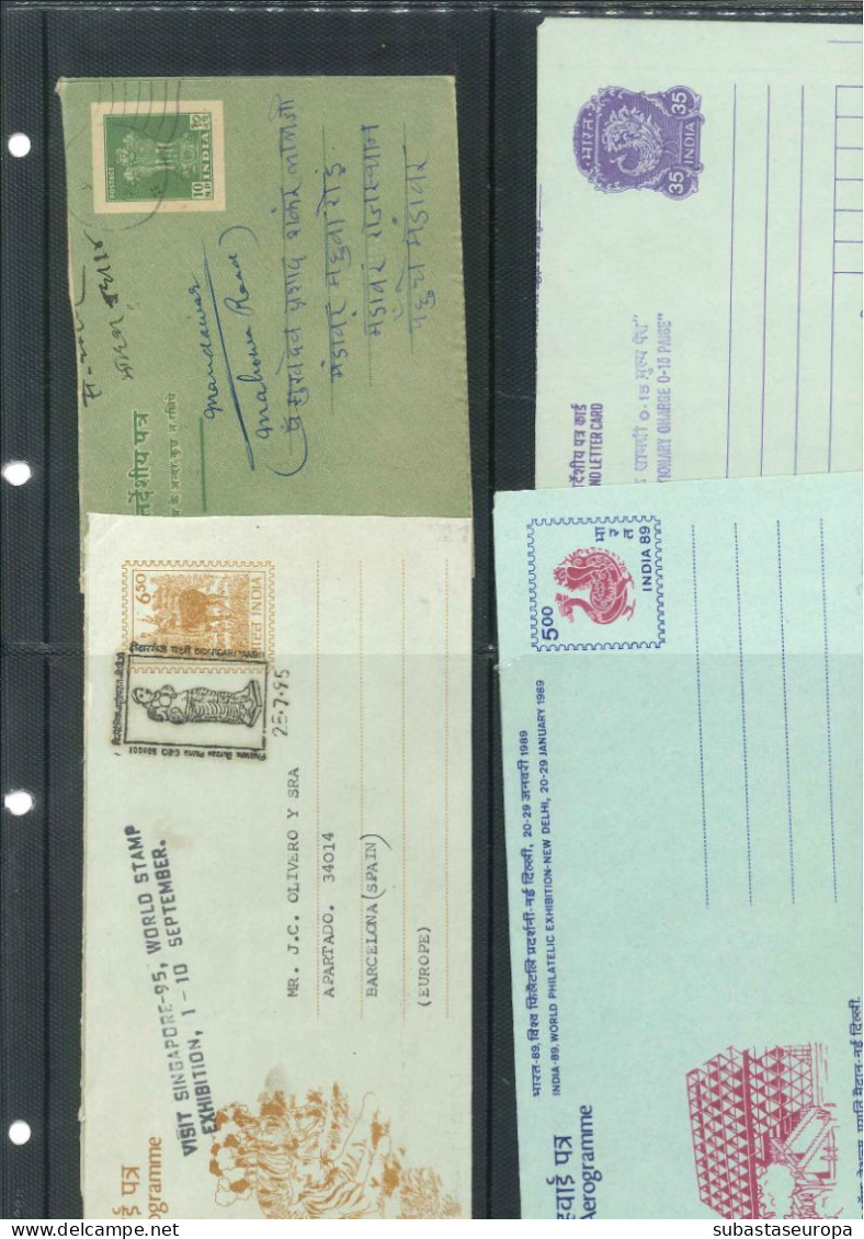 INDIA. Ocupación Inglesa. Álbum con 72 aerogramas antiguos, mayoría circulados. Con piezas poco habituales. Examinar.