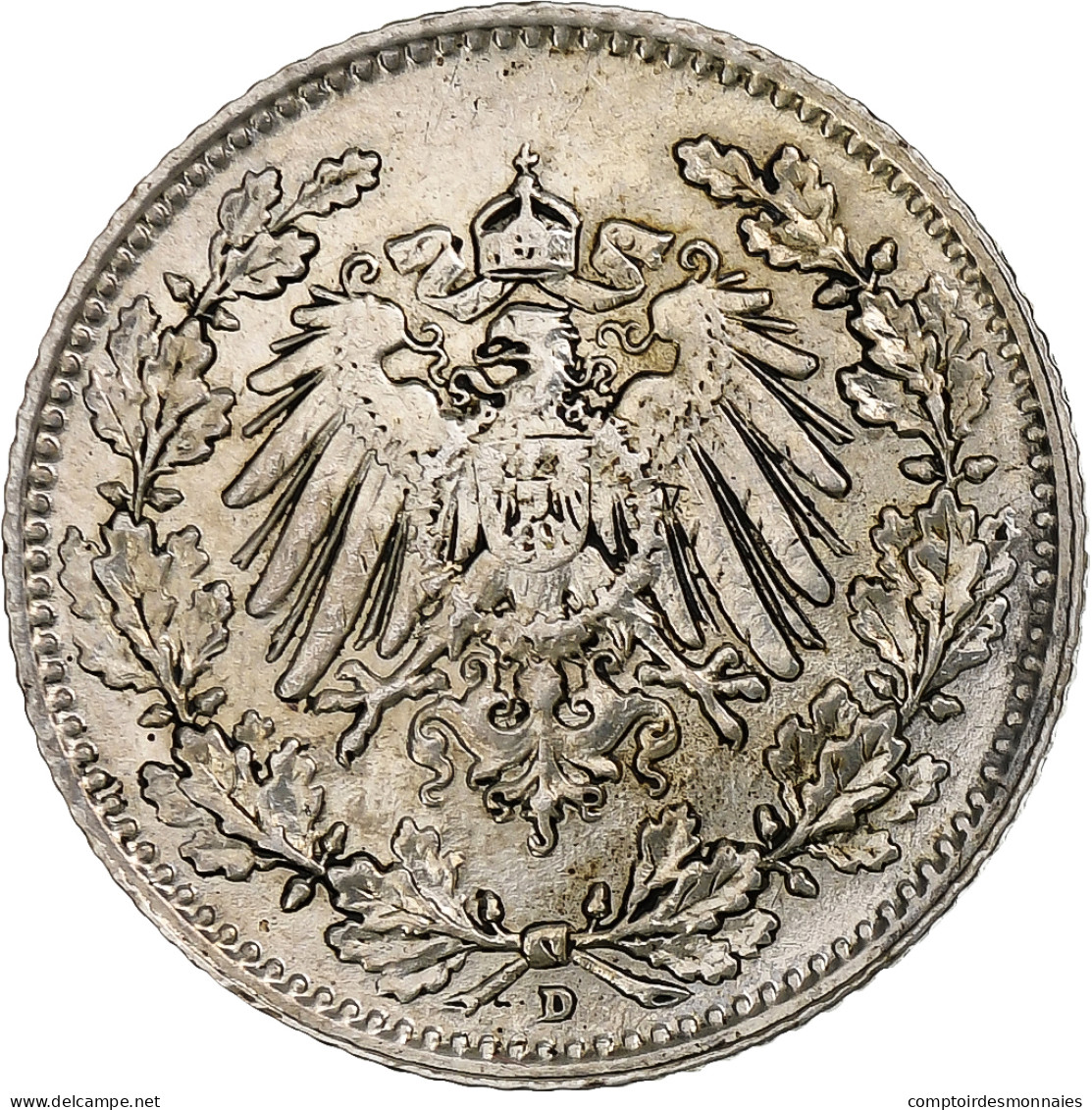 Monnaie, GERMANY - EMPIRE, 1/2 Mark, 1906, Munich, TTB, Argent, KM:17 - 1/2 Mark