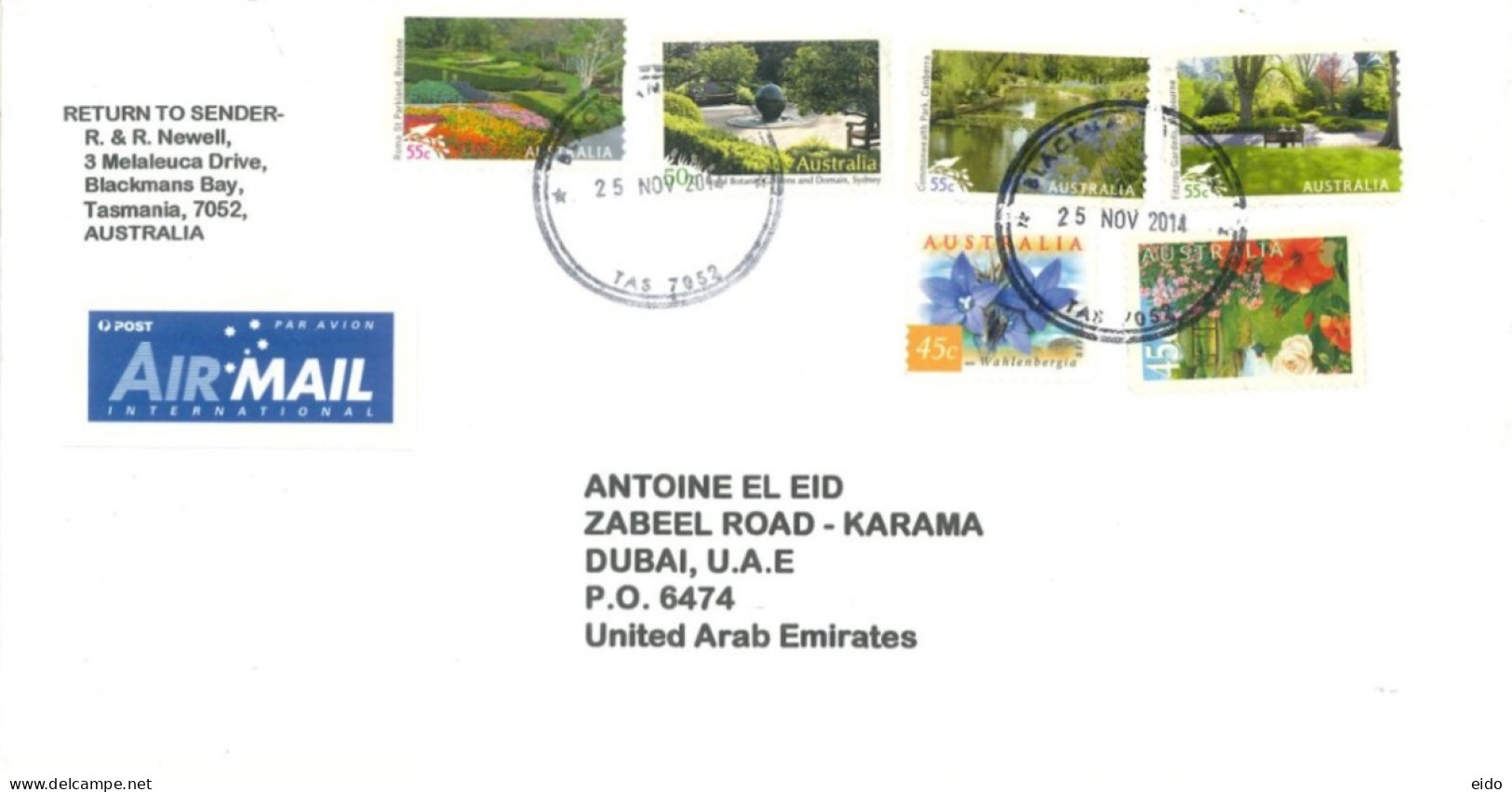 AUSTRALIA.  - 2014, STAMPS COVER TO DUBAI. - Lettres & Documents