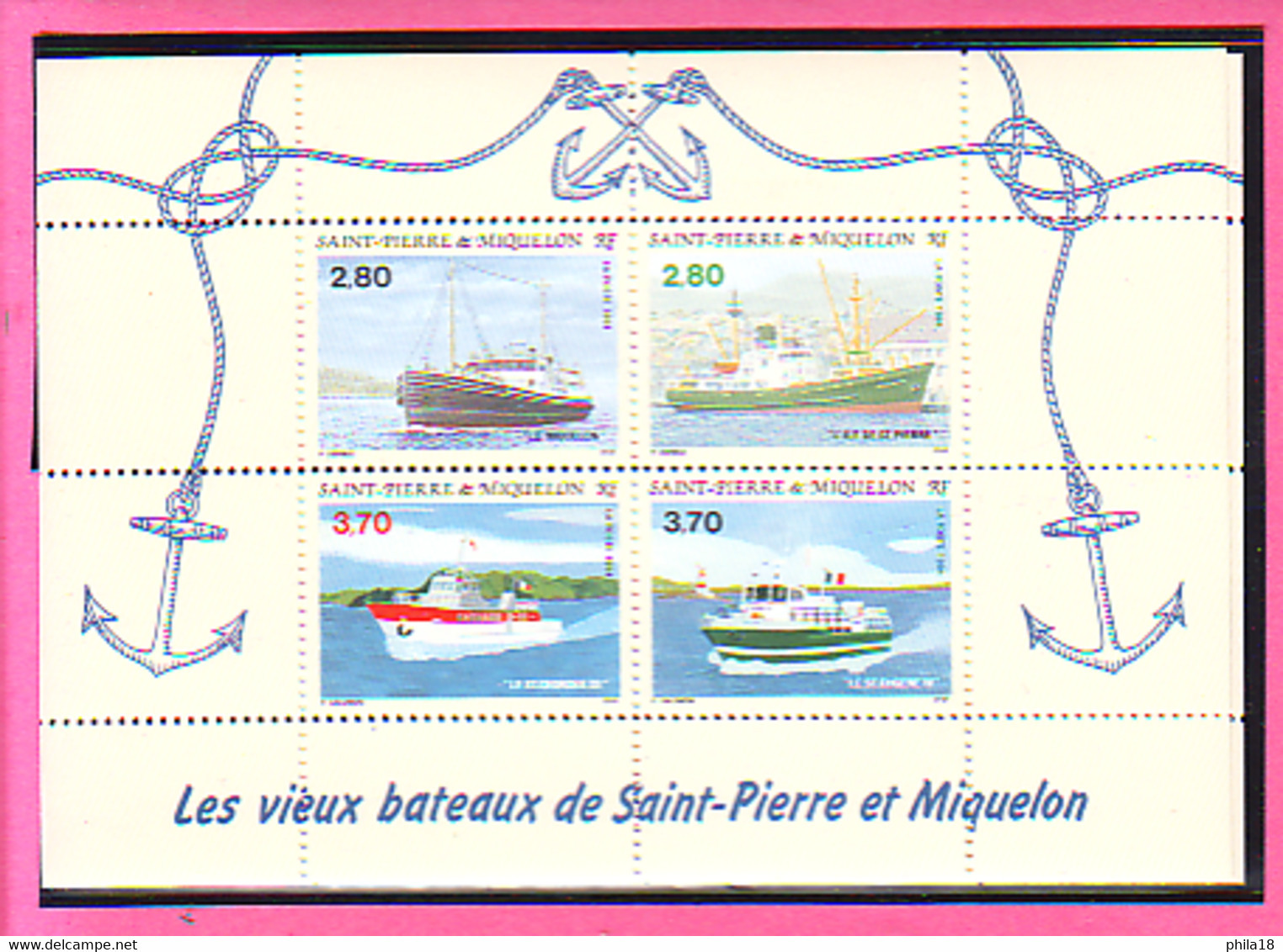 FEUILLET YVERT N°4 LES BATEAUX DE ST PIERRE  MIQUELON LE MIQUELON L'ILE DE ST PIERRE LE ST GEORGES XII LE ST EUGENE IV - Blocs-feuillets