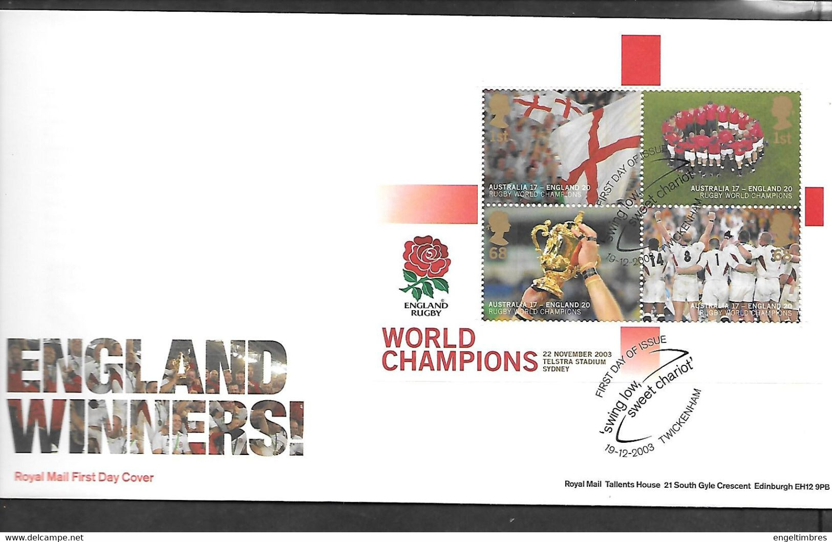 GB - 2003  World Rugby Champions  MINISHEET  FDC Or  USED  "ON PIECE" - SEE NOTES  And Scans - Oblitérés