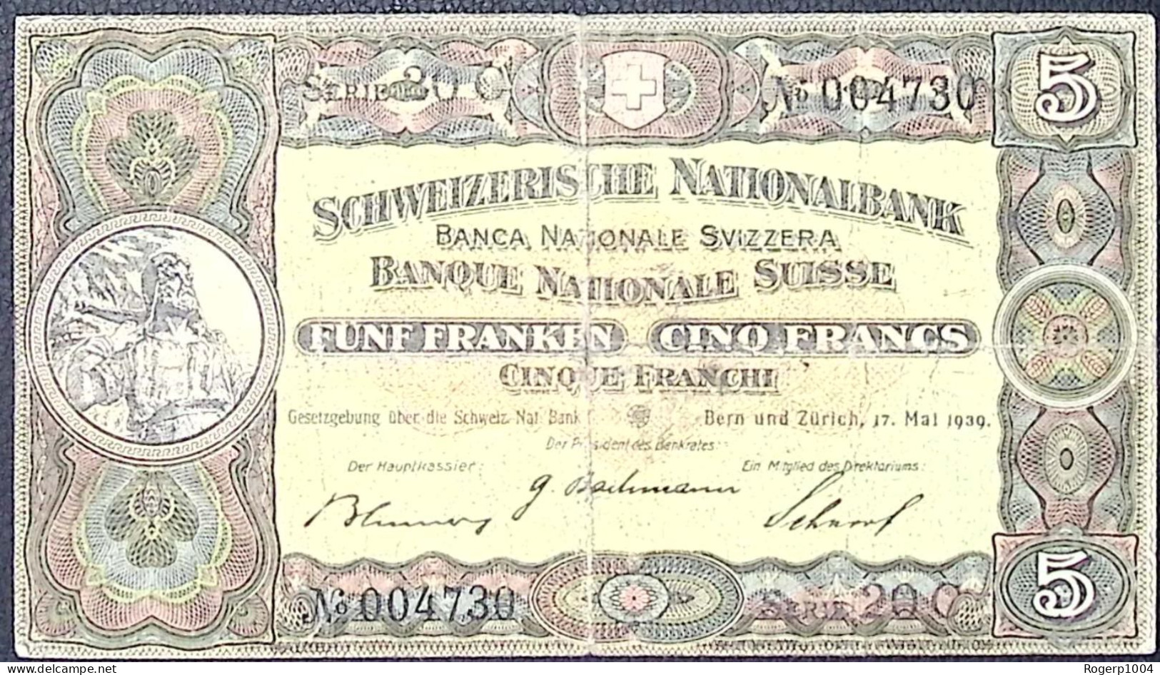 SUISSE/SWITZERLAND * 5 Francs * Tell * 17/05/1939 * Etat/Grade TB/F - Suisse