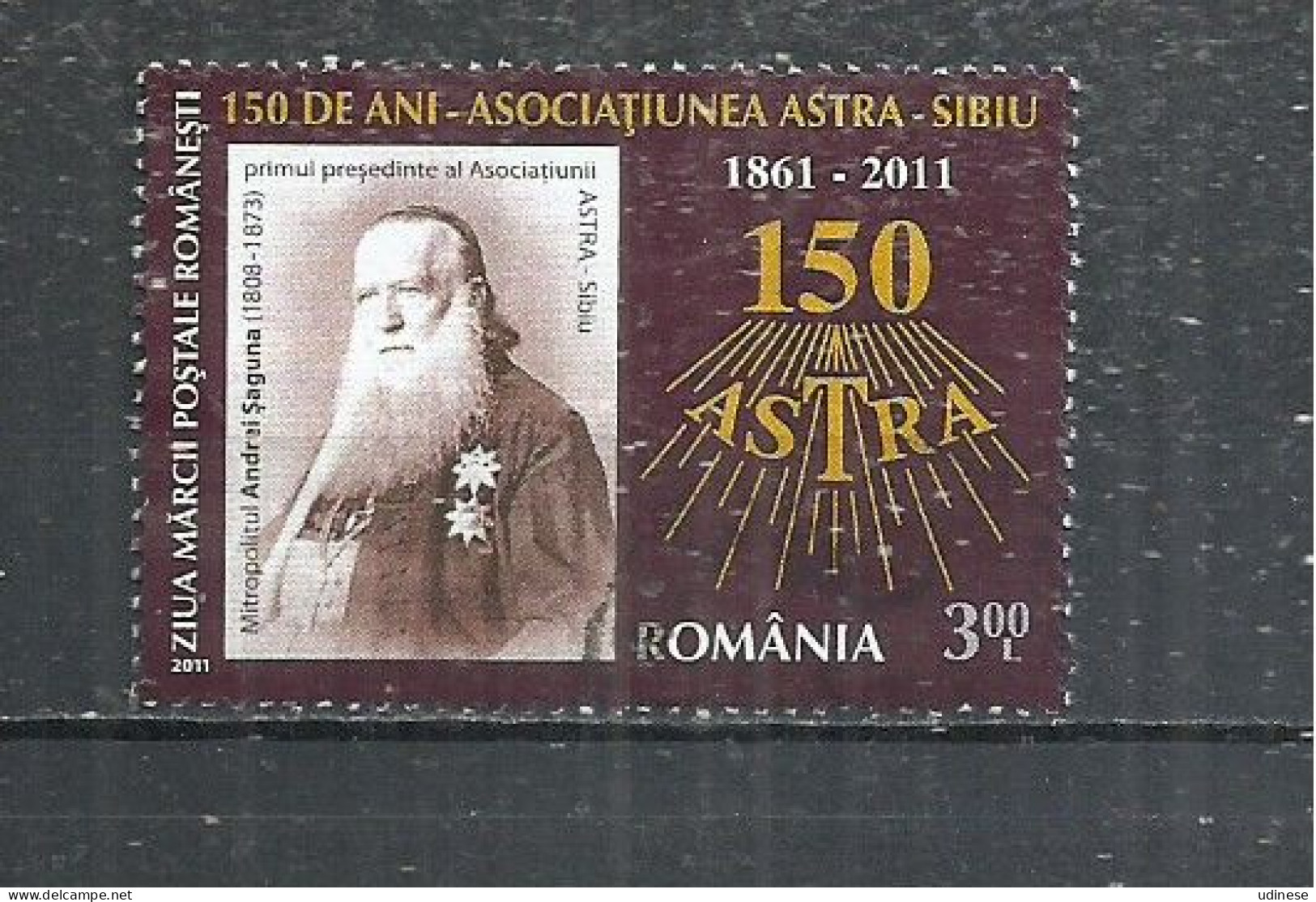 ROMANIA 2011 - STAMP DAY - METROPOLITAN ANDREI SAGUNA - USED  OBLITERE GESTEMPELT USADO - Gebraucht