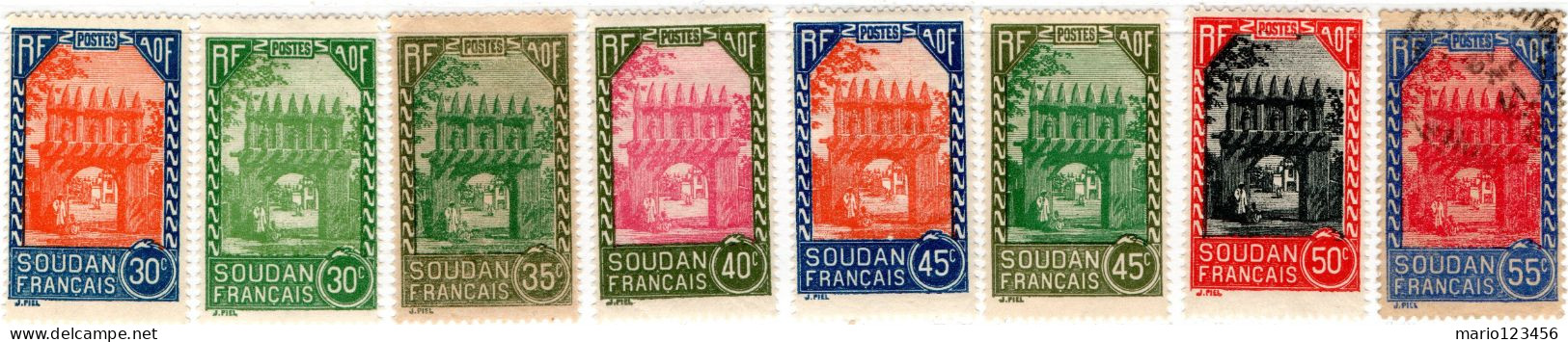 SUDAN FRANCESE, FRENCH SUDAN, MONUMENTI, 1931-1940, FRANCOBOLLI NUOVI (MLH*) E USATI Scott:FR-SU 70-77 - Usati