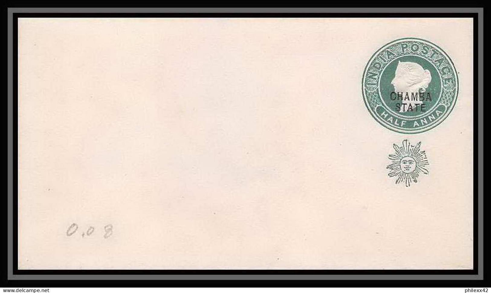 1966/ Inde (India) Chamba State Entier Stationery Enveloppe (cover) N°1 Victoria Neuf Tb - Chamba