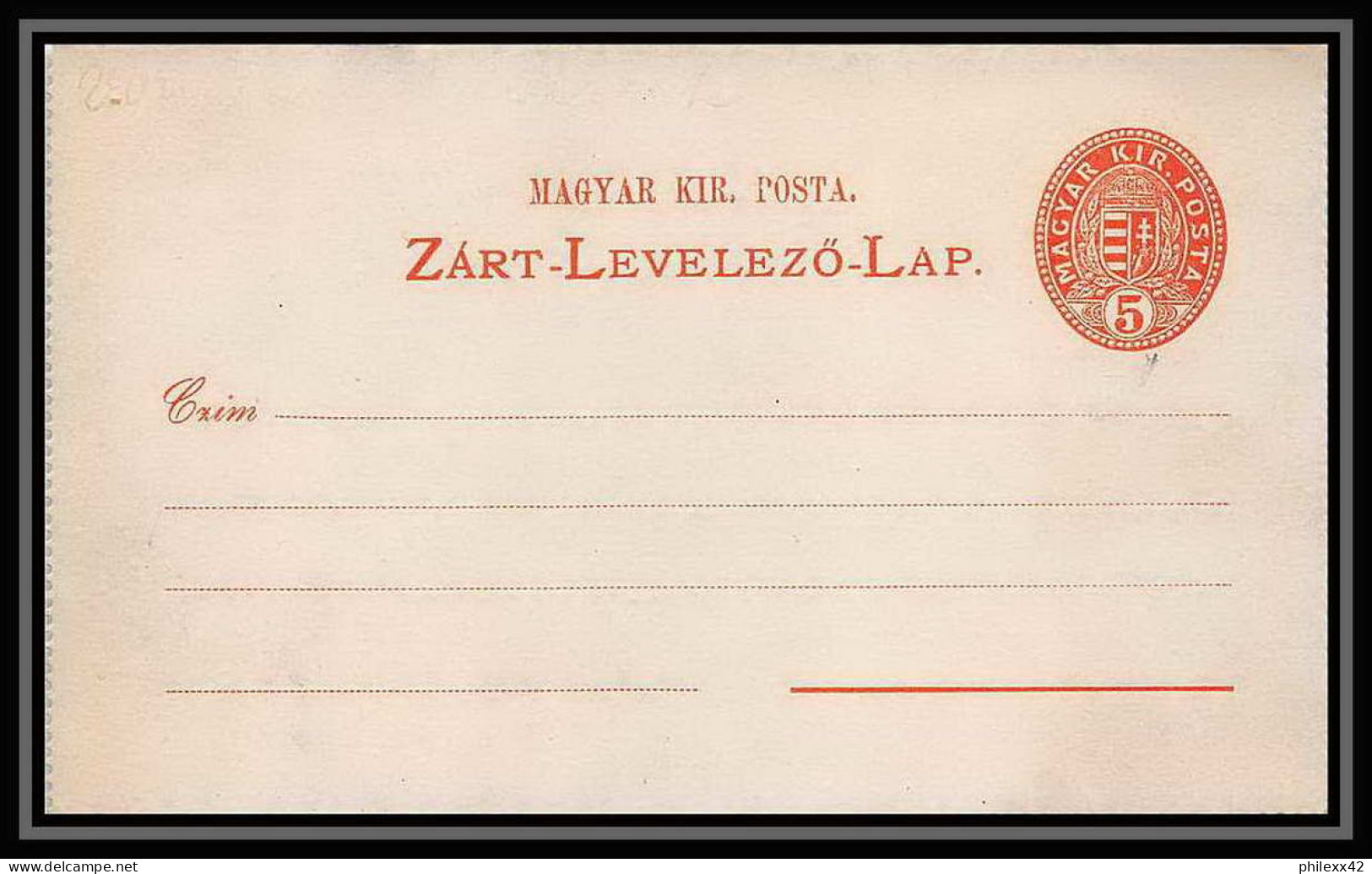 2299/ Hongrie (Hungary) Entier Stationery Carte Lettre Letter Card N°6 5kr Orange  - Ganzsachen