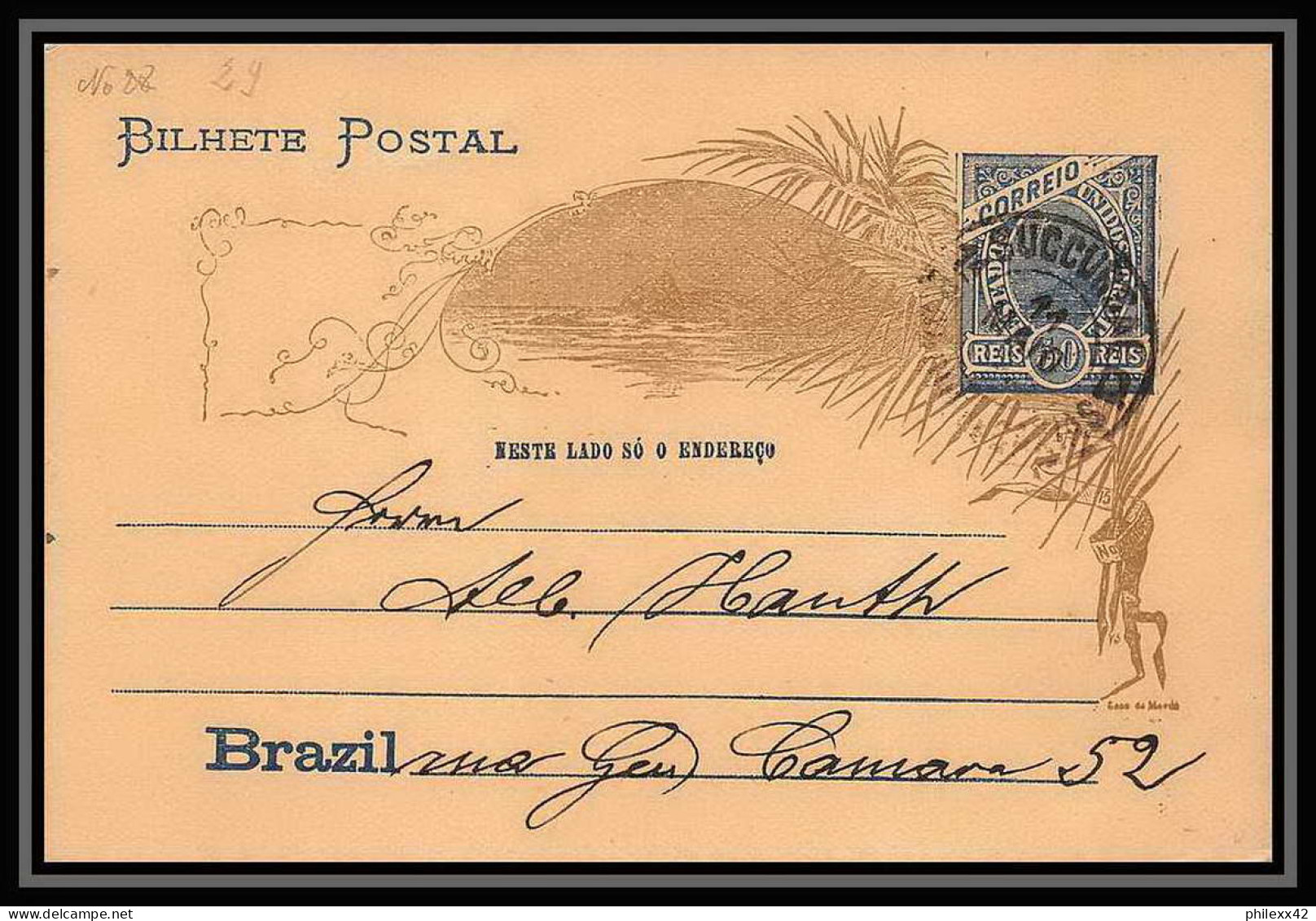 4005/ Brésil (brazil) Entier Stationery Carte Postale (postcard) N°22 Used Tb 1896 - Interi Postali