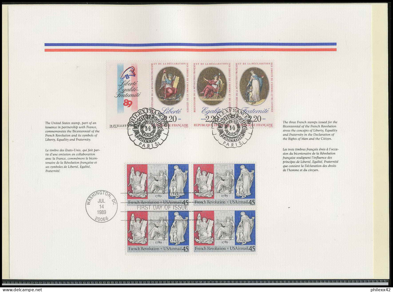 312 France bicentenaire révolution francaise lot N° 2573/2576 lettres documents fdc maximum voir scans