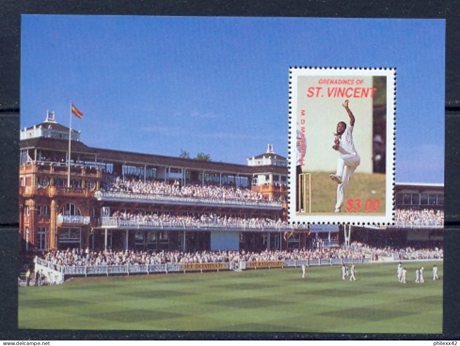 Saint-Vincent - 212 - N° 24 Bloc Sport Cricket Famous Players Cote 4 Euros MNH ** - Cricket