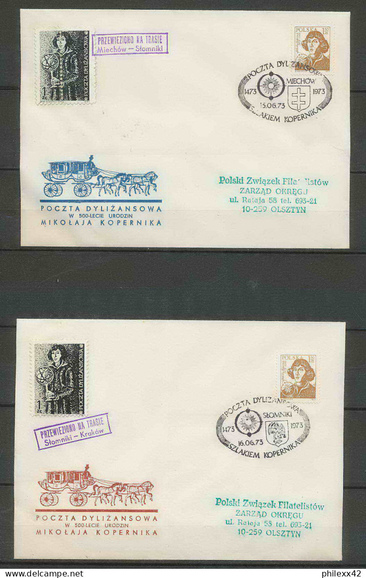 032 Pologne (Poland) 3 Lettre (cover Briefe) 1973 Copernic Copernicus Copernico Espace (space)  - Briefe U. Dokumente