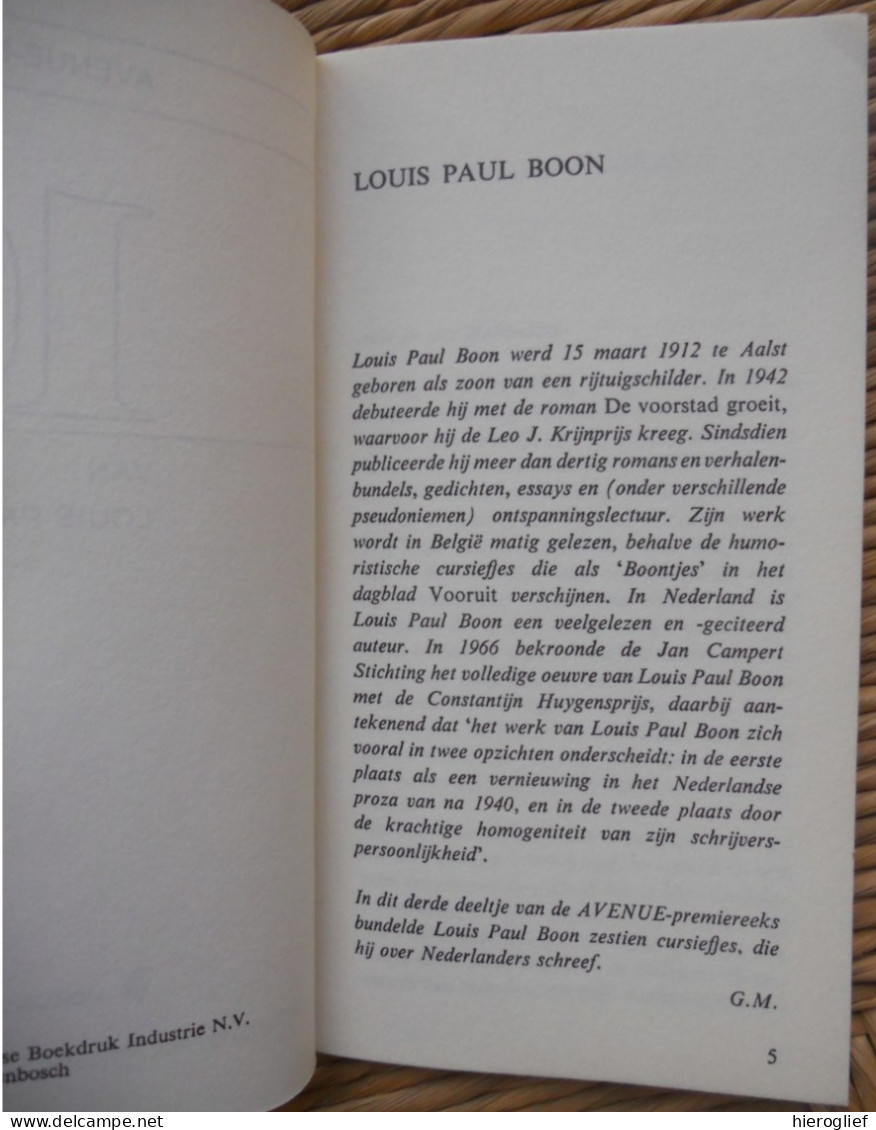 16 Van Louis Paul Boon - Zestien Schetsen Van Nederland - 1968 Aalst Erembodegem Vlaams Schrijver Avenue-reeks 3 - Littérature