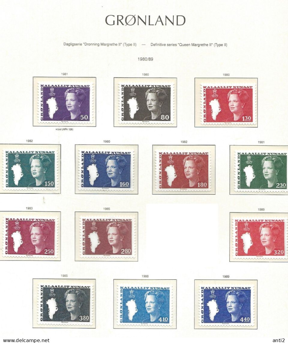 Greenland  1980-1989 Margrethe II   13 Different Stamps,   MNH(**) - Collections, Lots & Séries