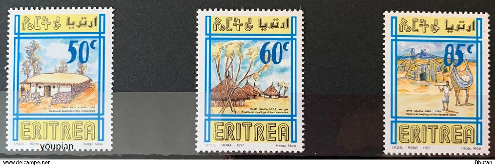 Eritrea 1997, Traditional Houses, MNH Stamps Strip - Erythrée