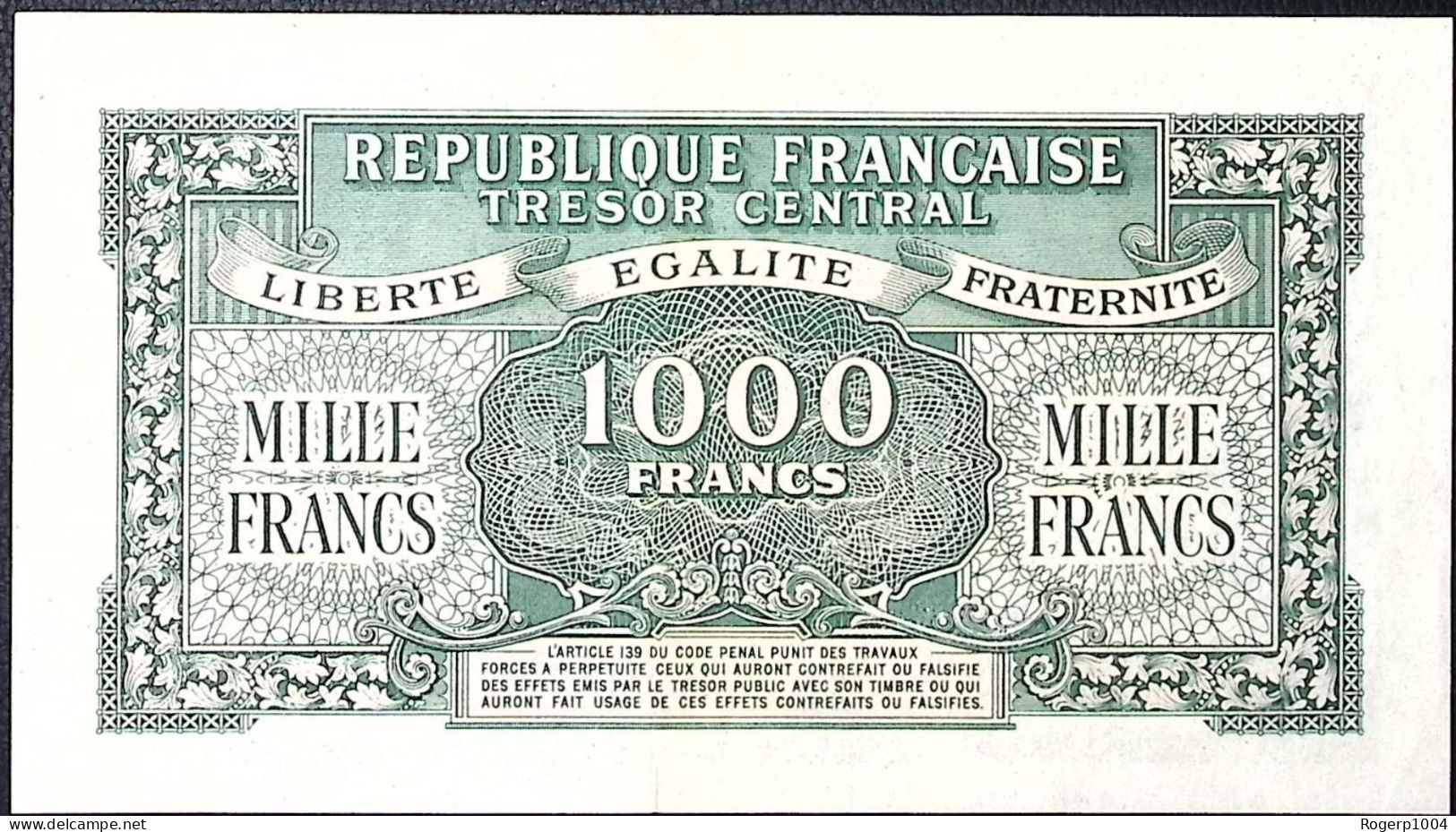 FRANCE * Billets Du Trésor * 1.000  Francs Marianne Chiffres Gras Type 1945 * Etat/Grade SUP+/XXF * - 1944 Flag/France