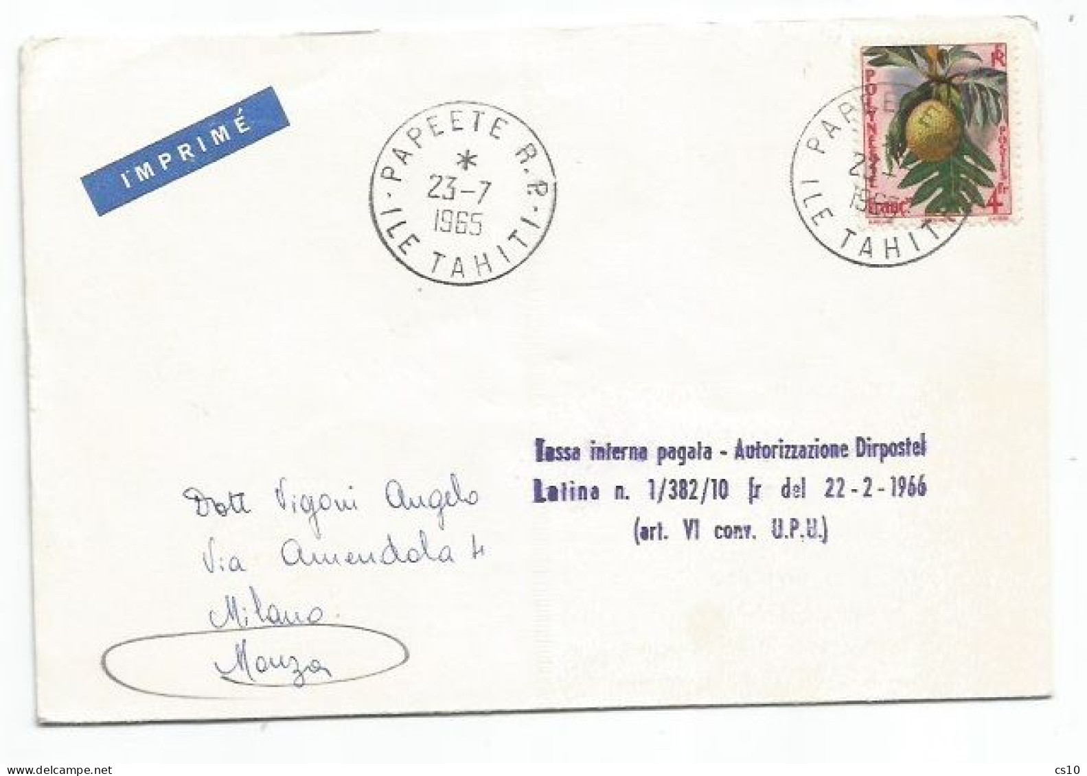 France Polynesie Imprimé Abbott Eritromicina Dear Doctor 23jul1965 X Italie - French Polynesia