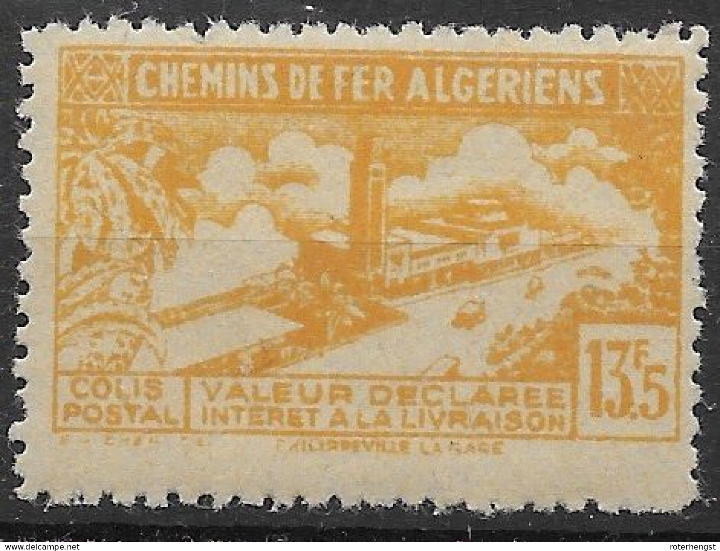 Algeria Parcel Post Mint (quasi Invisible Hinge Trace) 1943 13 Euros Without CONTROLE Overprint VARIETY - Parcel Post