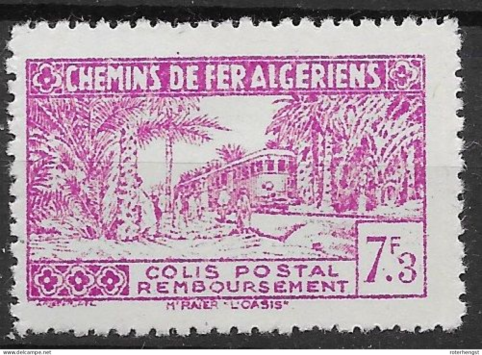 Algeria Train Parcel Post Mlh* 1945 10 Euros Without CONTROLE Overprint VARIETY - Parcel Post