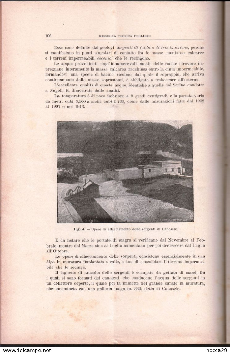 RIVISTA 1914 RASSEGNA TECNICA PUGLIESE - ACQUEDOTTO PUGLIESE PUBBL. OFFICINE DI SAVIGLIANO - ELENCO INGEGNERI (STAMP331) - Wissenschaften